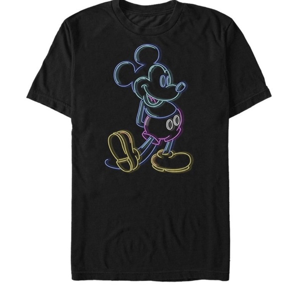 Disney Other - Disney Mickey Mouse Black T-Shirt with neon Mickey Print